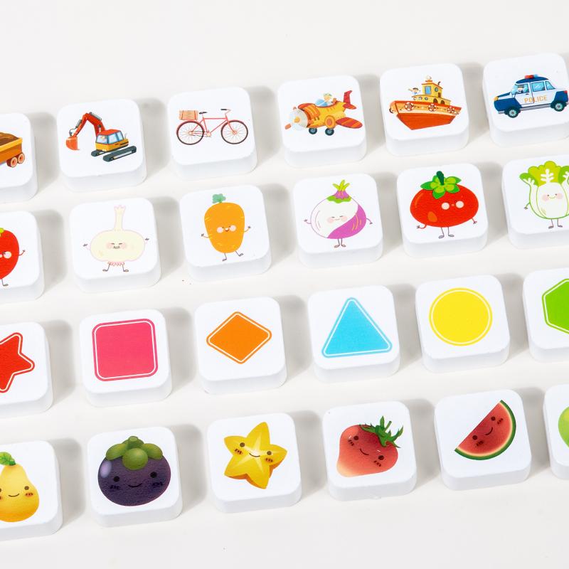 Wooden Bus Memory Chess Montessori Matching Board Game Color Cognition Fruit Shape Blocks Puzzles Educational Toys for Children