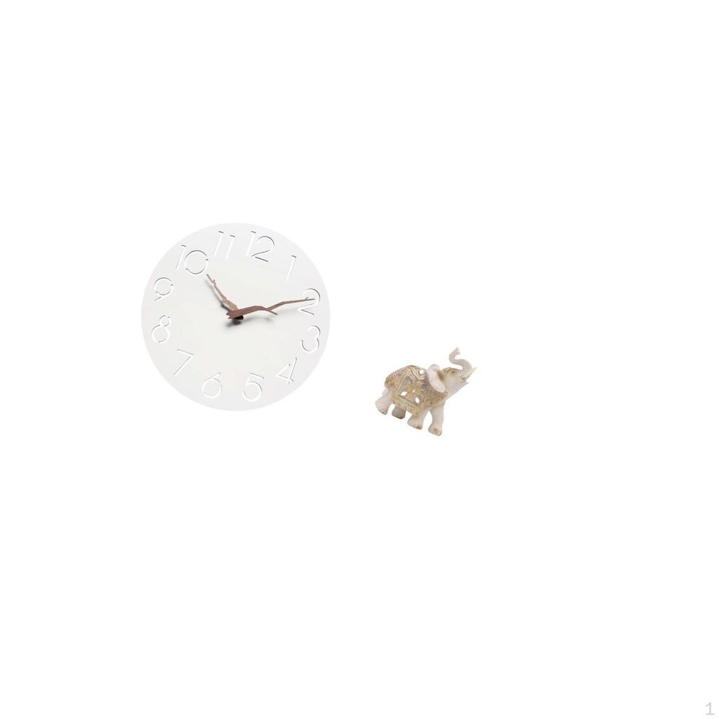 Silent Wall Clock Art for Home Kitchen Office Study Room with Animal Sculpture Elephant Statue Resin