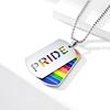 Stainless Steel LGBT Gay Lesbian Love Pride Necklaces Enamel Rainbow Flag Double Pendant Necklace