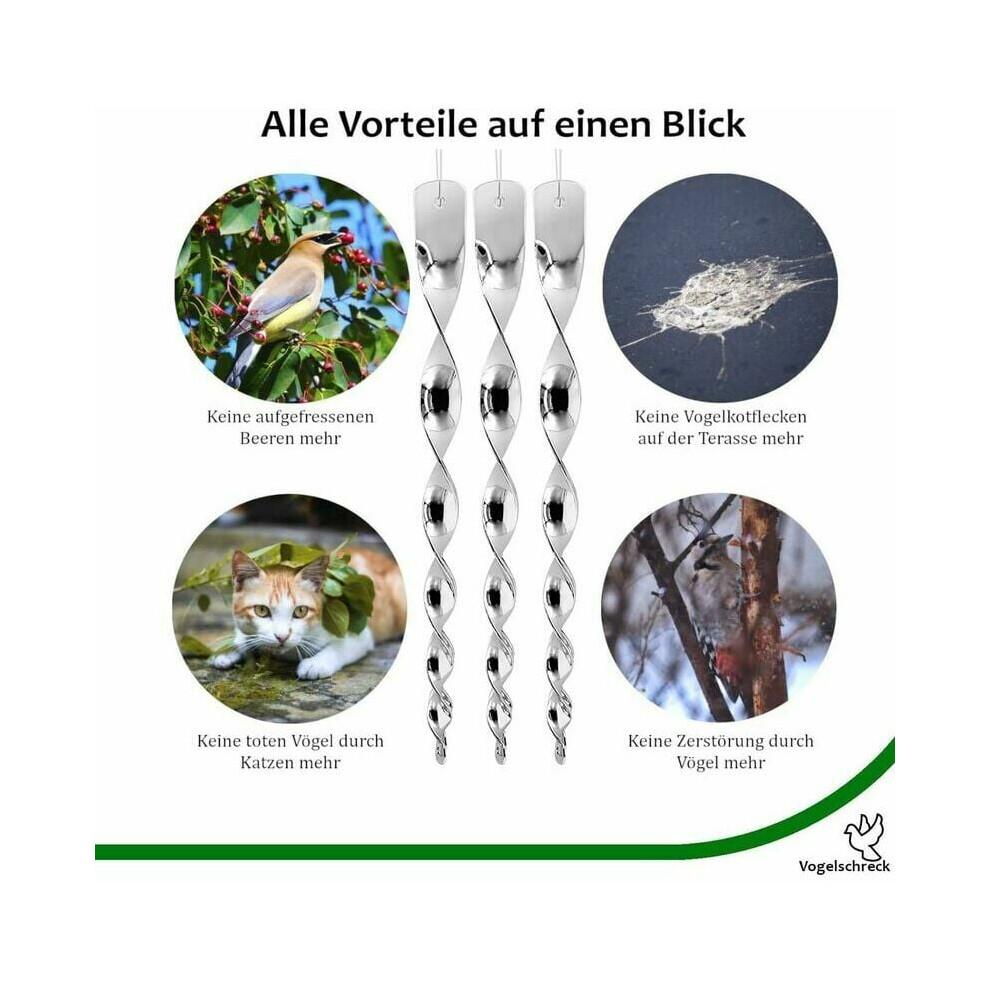Dispositifs réfléchissants anti-oiseaux, tiges effaroucheuses fonctionnant au vent et à la lumière du soleil, non toxiques et sans produits