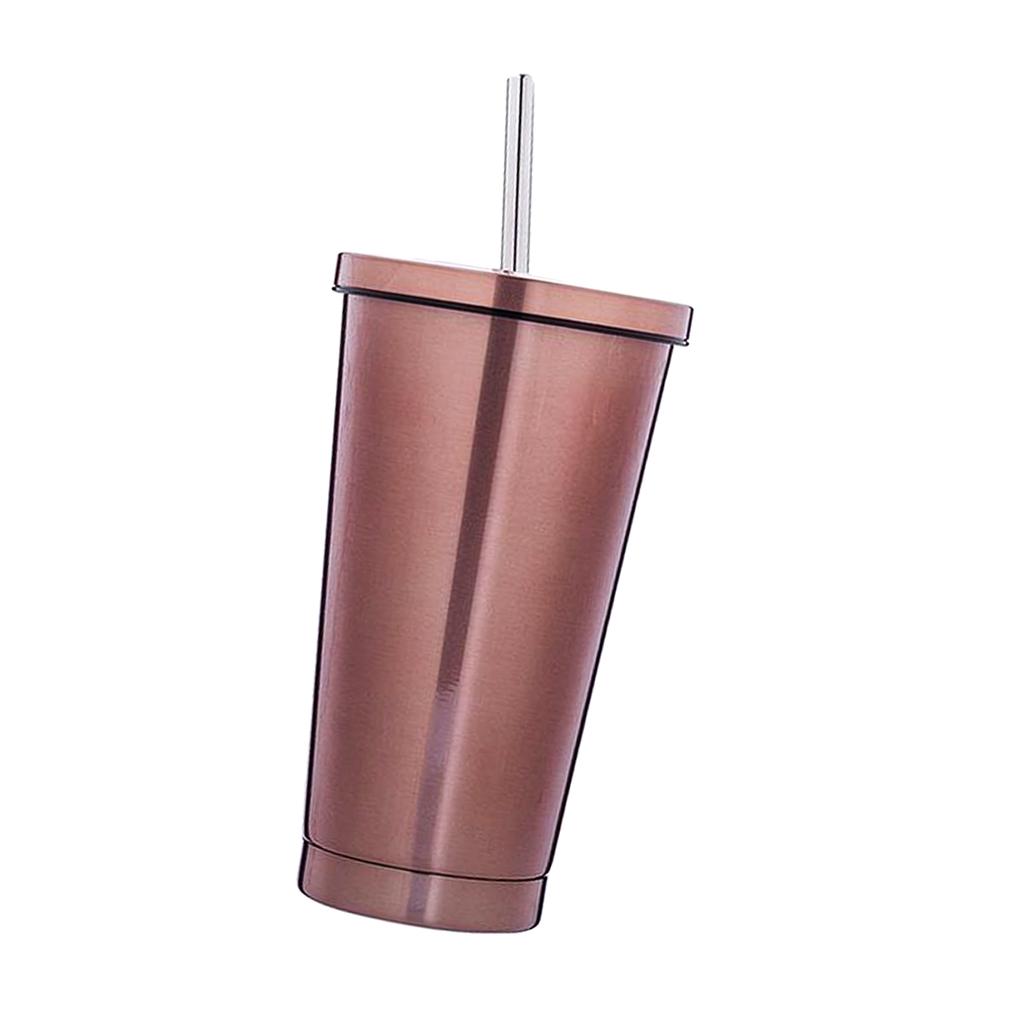 

500ml Insulated Stainless Cup With Lid And Straw - Smoothie Tumbler Juice розового золота