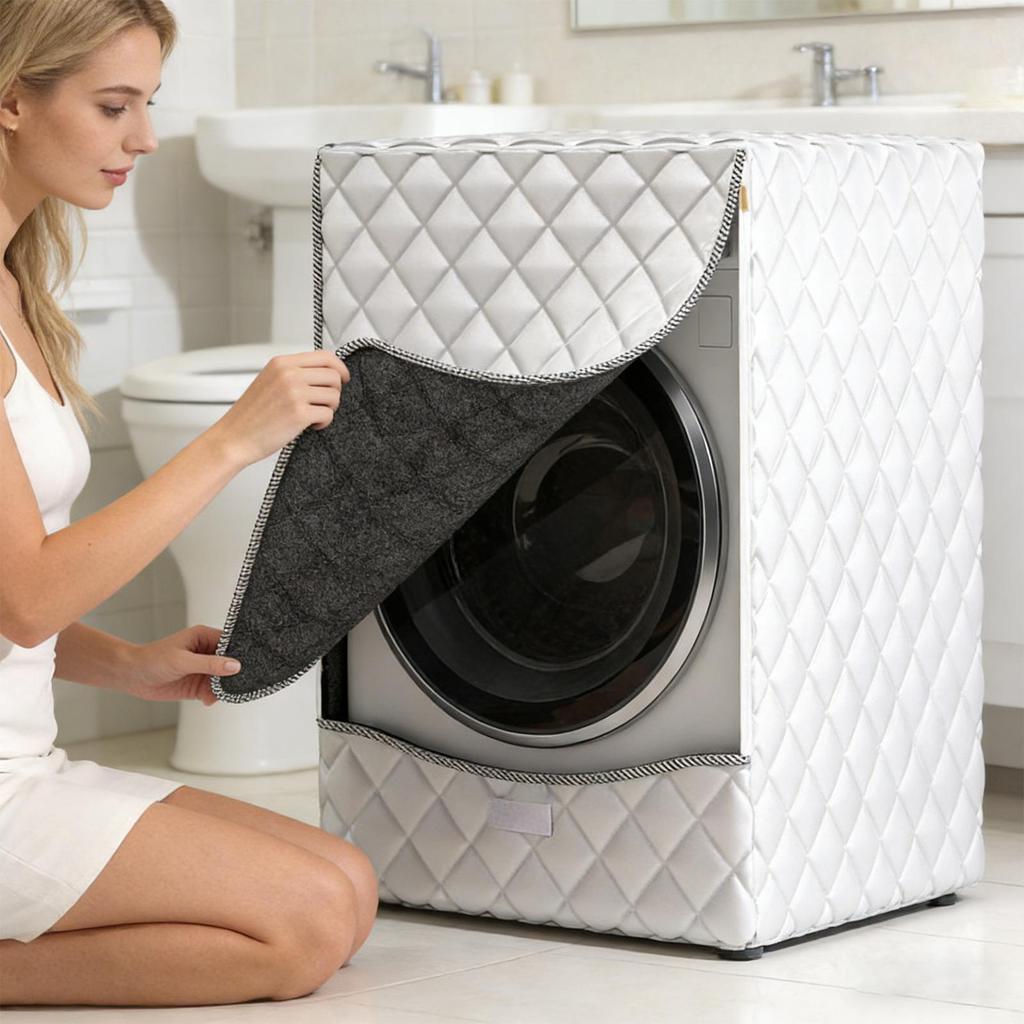 Washing machine cover Fleece-lined washing machine cover Waterproof and sun-protective bathroom cover Dryer cover