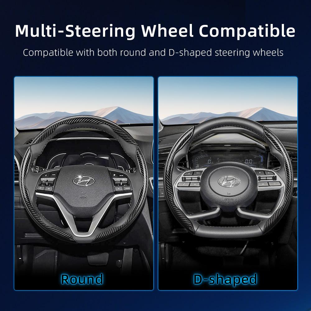 Suitable for Hyundai Carbon Fiber Texture Steering Wheel Cover with Segmented Quick-Release Design, Durable, for Tucson Elantra Avante I30 Sedan