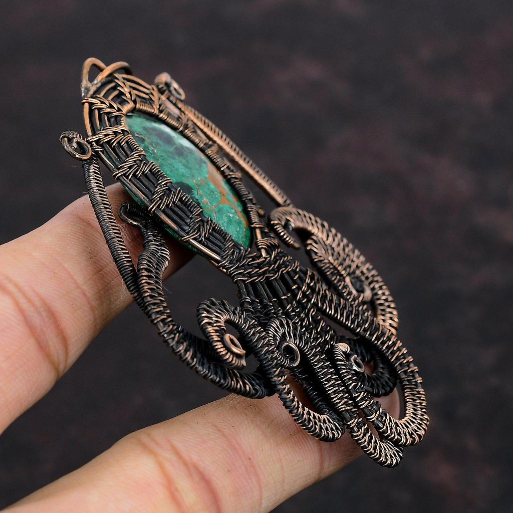 Cuprite Chrysocolla Pendant Copper Wire Wrapped Gemstone Jewelry Handmade Pendant Copper Wire Wrapped Pendant Octopus Pendant Gift For Women