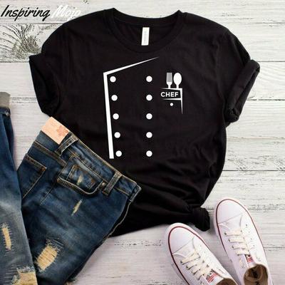 Camiseta uniforme de chef, camiseta engraçada de chef, camisa de cozinha, camisas de chef c