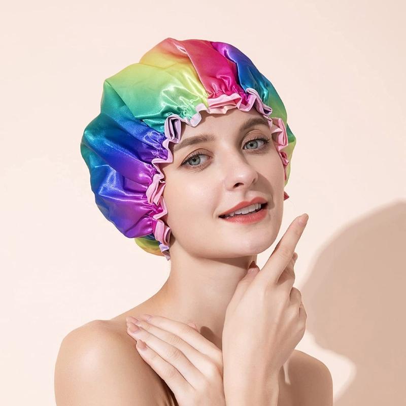 Shower Cap Woman Bathroom Hotel Home Shower Bathing Hair Elastic Cap Spa Hair Salon Bonnet Waterproof Hair Cover