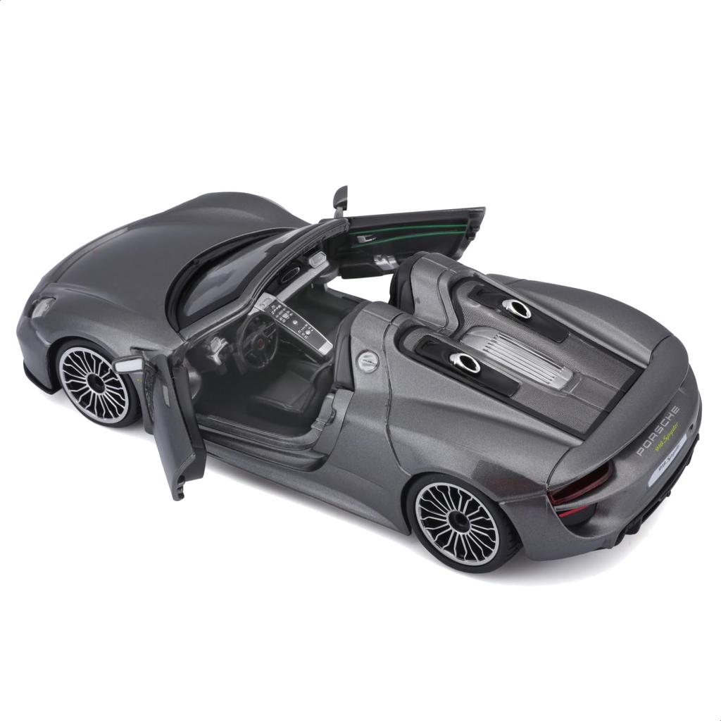 Bburago Scale Porsche 918 Spyder Gray Diecast Model Finished GY 1/24 / Car, Product, 18-21076