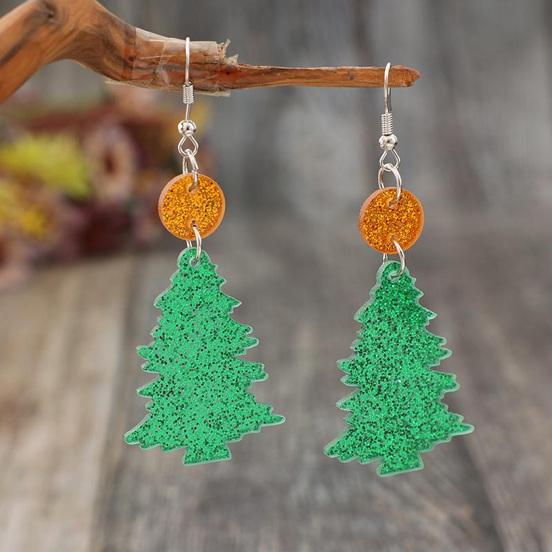 

Festive Acrylic Christmas Tree Earrings зелёный