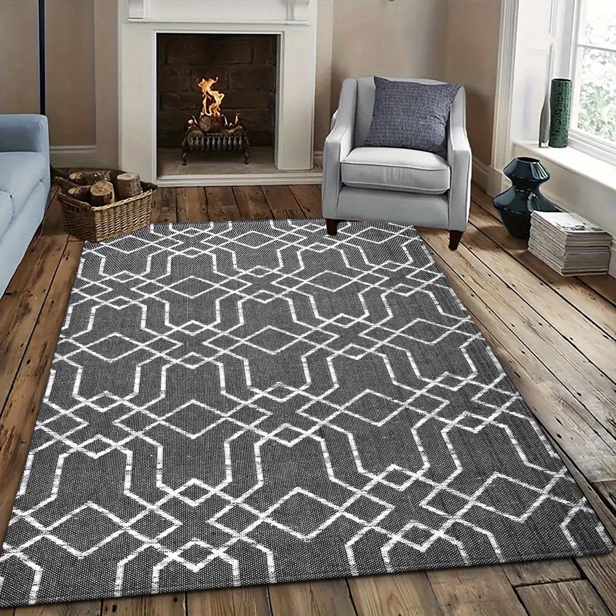 

Flannel Printed Geometric Rug Gray White Pattern Modern Living Room Decor Soft Floor Mat Anti Slip Home Textile Carpet For Sofa 60x90cm