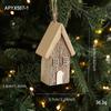 Creative Wooden Christmas House Pendant Village Pendant DIY Log House Ornament Solid Wood Christmas House New Year Decor