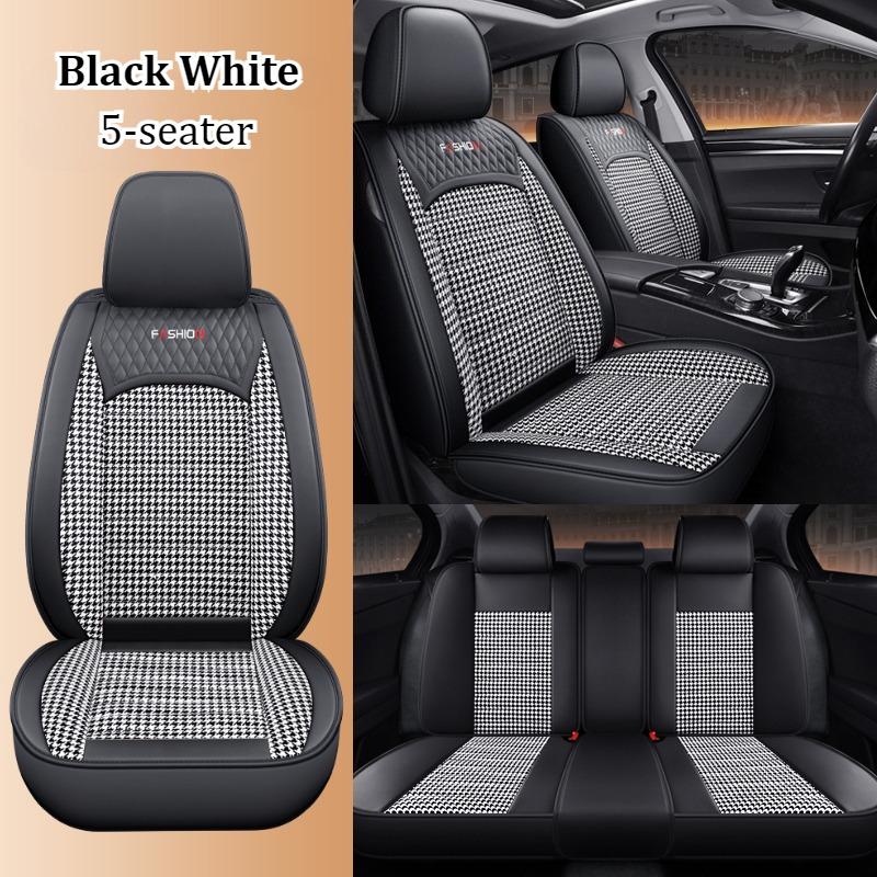 

Classic Combo PU Leather Breathable Fabric Car Seat Covers Full Coverage Soft Durable for Split Headrest Seats All Seasons