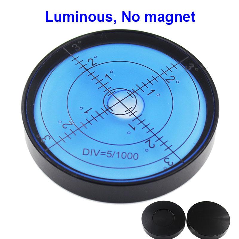 

Luminous Universal Round Metal Spirit Level Bubble Bead Horizontal Tool Dia 60*10mm Magnetic Available