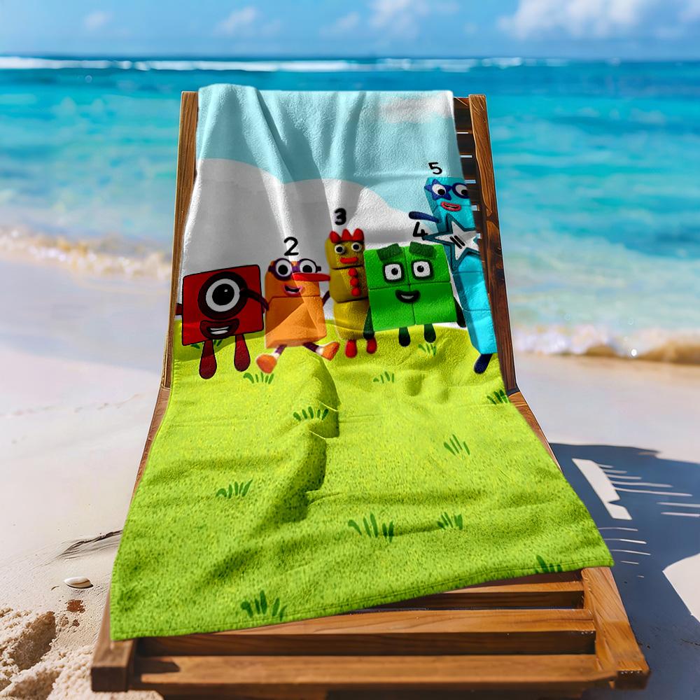 Numberblocks Beach Towel Super Soft Microfiber Quickdry Fabric Comfortable Lightweight Suitable For Swimming Gym Camping Yoga Vacation