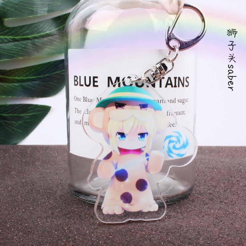 Anime Acrylic Keychains Saber Altria Pendragon Jeanne d'Arc Tohsaka Rin Mash Kyrielight Gilgamesh Keyrings Pendants Figure Toys