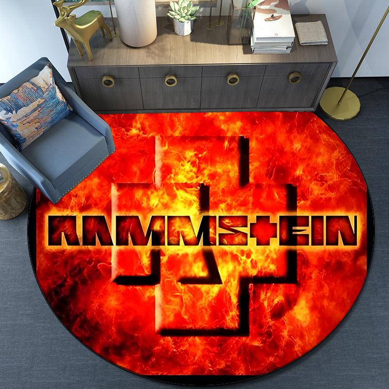 Ramms Rock Band Fire Logo Round Rug for Livingroom,Bedroom, Palyroom, Chair Rug, Area Rug, Circle Carpet, Large Size Fan Christmas Gift