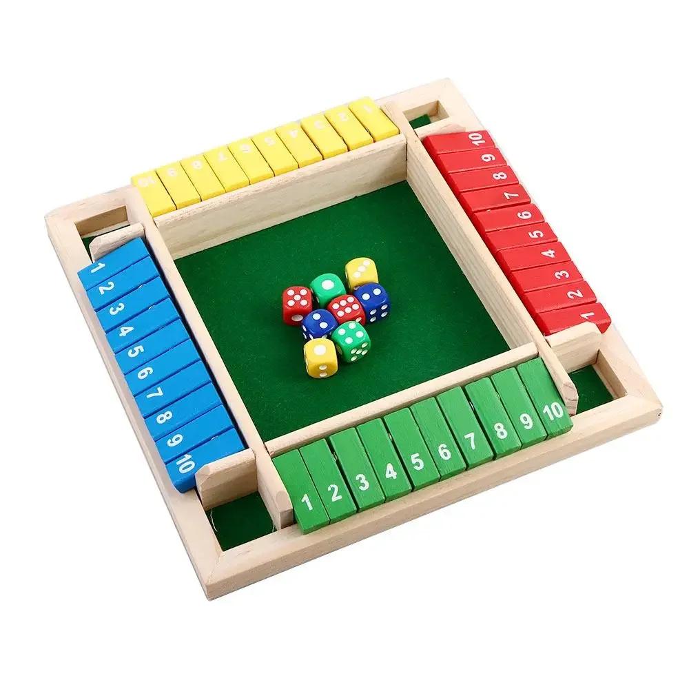 

4 гравці Wooden Shut The Box Ігри в кубики Classics Close The Box Гра для дорослих Дітей Сім я Клас Домашня вечірка або паб різнокольоровий