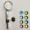 LED Digital Temperature Display Shower Head Temperature Control Colorful Fan High Pressure Rainfall Showerhead With Stop Button