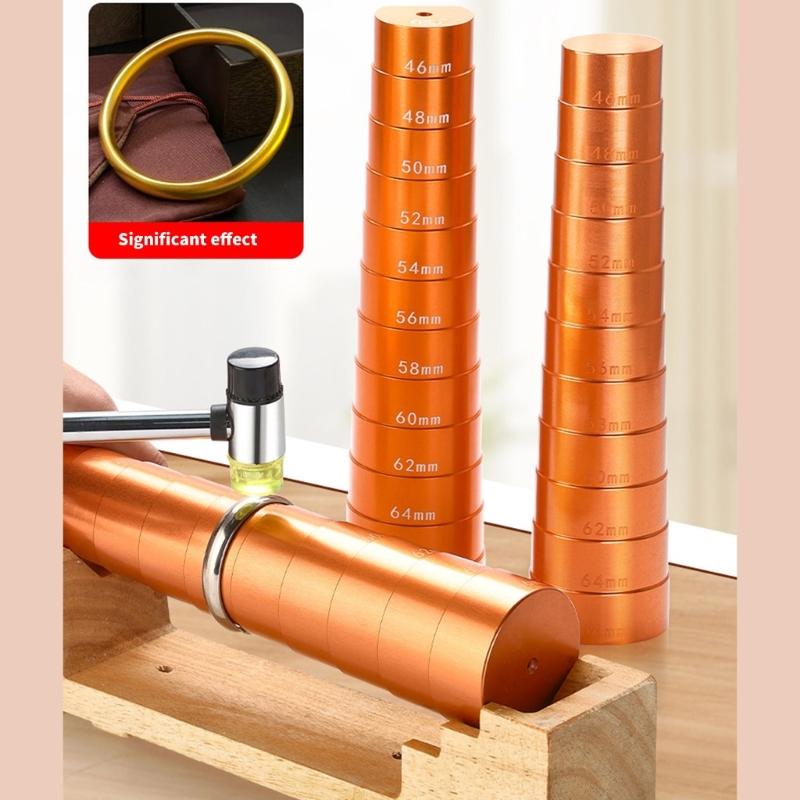 Multipurpose Bracelet Making Set Featuring Wood Mandrel and Double Functional Rubber Hammer for Jewelry Designs