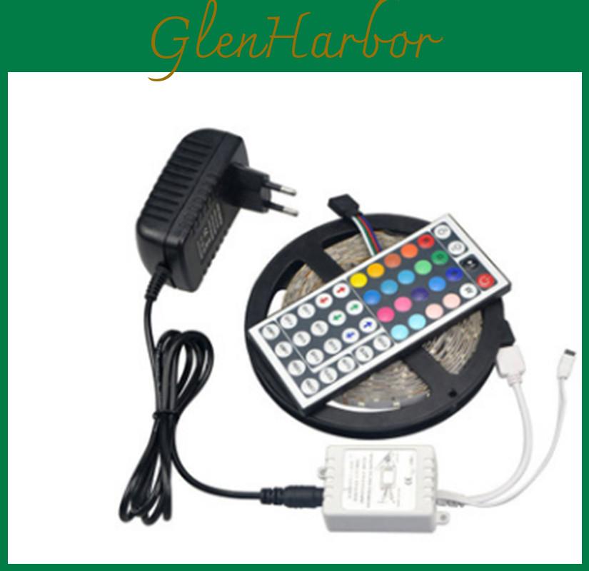 12v 3528rgb Led Tape With Mini Remote Controller Nonwaterproof Bright Lighting For Tv Background Decoration