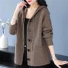 Women's Spring and Fall Short Knitted Jacket Female Middle-aged and Elderly Loose Thickened Knit Sweater Hooded Coat Blouse
