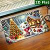 Rectangular Doormat 1pc, Christmas Bear Snow Scene, Welcome Doormat, Non-slip Easy To Clean Entrance Rug, Perfect for Kitchen/bathroom/porch/living Ro