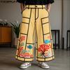 INCERUN Men Zip-up Waist Print Stitching Casual Loose Long Wide Legs Pants Trousers