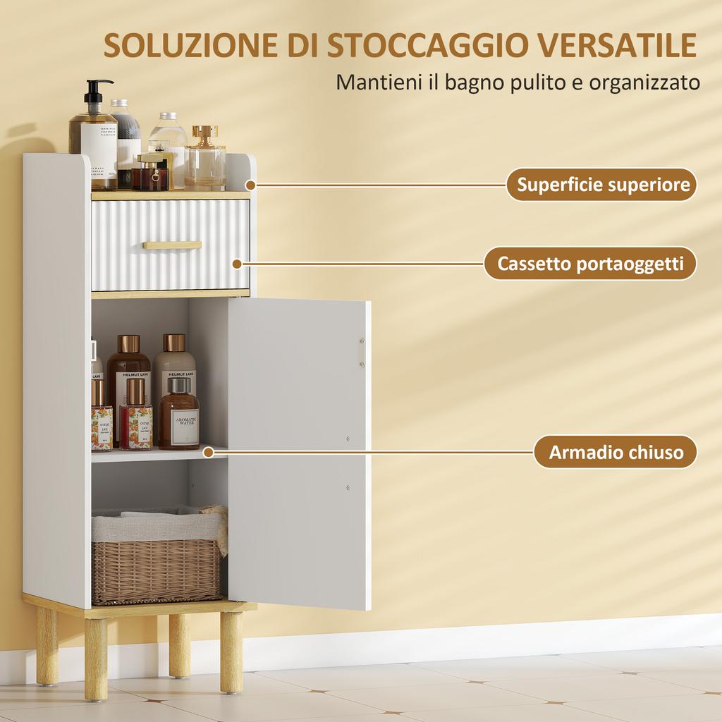 Narrow Bathroom Cabinet with Adjustable Shelf White
