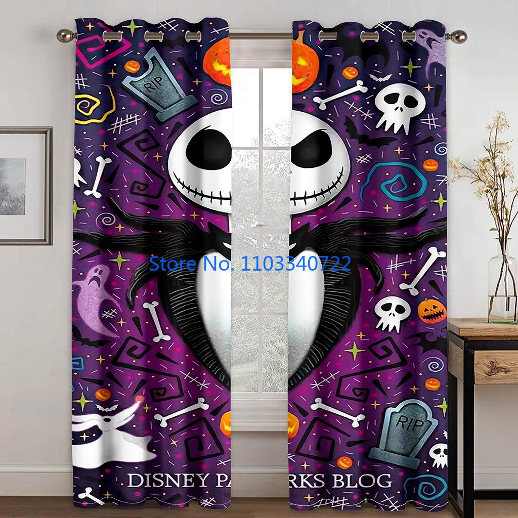 Anime Nightmare Before Halloween Christmas Jack Skeleton Window Curtain 184X215Cm 3D Print Blackout Curtains Bedroom Kids Gift