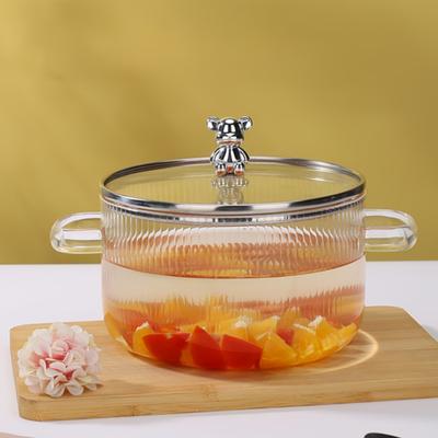 Thickened High Boron Silicon Glass Saucepan Clear Cooking Pot Soup Pot Heating Dual Handles  Saucepan With Cover Cooking Tools