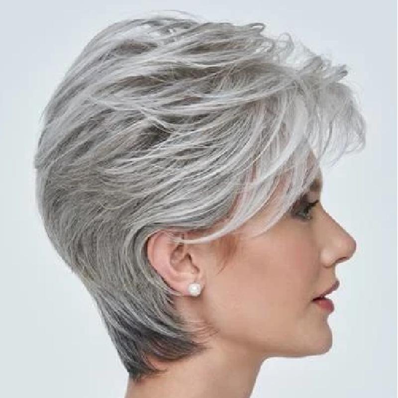 Fashionable Women with Short Hair Dyed Fluffy Curly Hair Silver White Wig