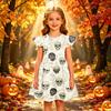 Kids Casual Halloween Printed Sleeve Dress for Party and Holiday