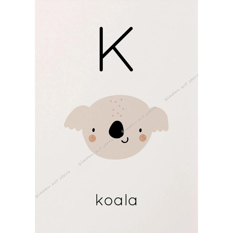 Boho Cartoon ABC Alphabet Animal Posters  Prints  Canvas Wall Art for Nursery Kids Room Home Decor  Educational Decor