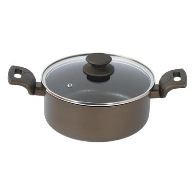 Pote de metal perolado com tampa de vidro de 22 cm compatível com alça IH Up, aprovado em teste de resistência ao desgaste de 1 milhão de vezes, compatível com espátula de metal, longa vida útil Mega