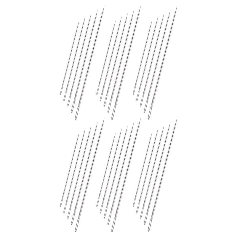 A34R 30Pcs Large-Eye Stitching Sharp Thick Needles, 5 Sizes Stainless Steel Sewing Needles Kit For Embroidery And Hand Sewing