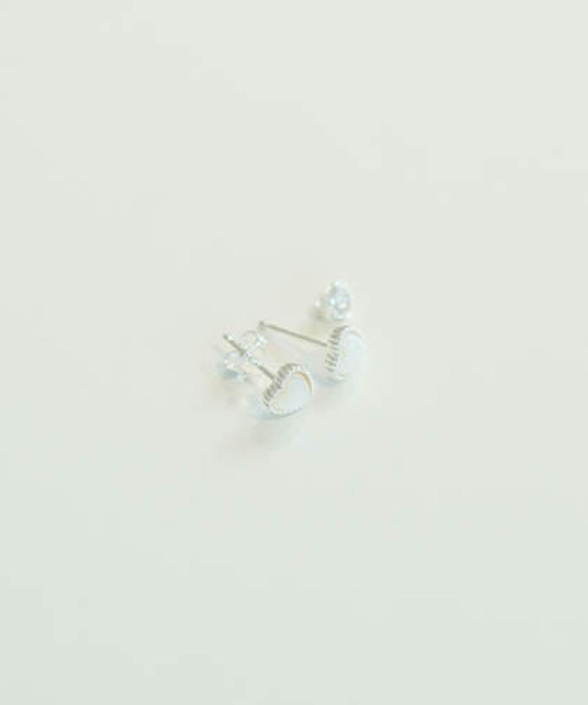 Alleun Silver 925 Heart Twist Mini White Earrings