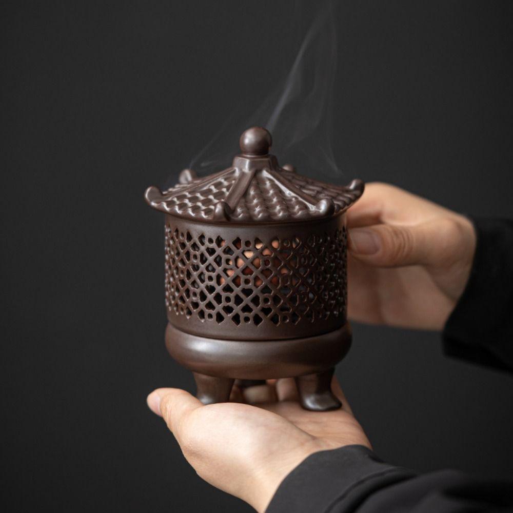 With Lid Sandalwood Agarwood Stove Retro Aromatherapy Holder Incense Burner  Yoga Studio