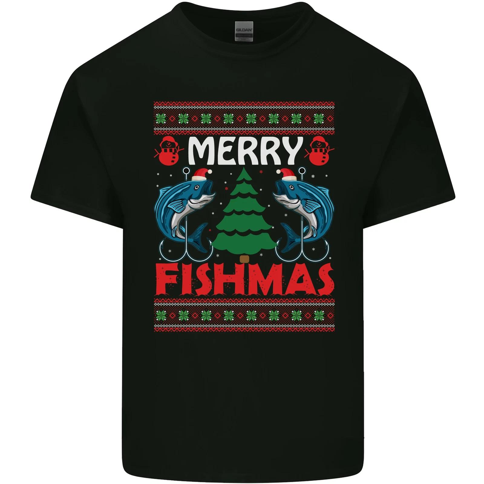 Merry Fishmas Funny Christmas Fishing Kids T-Shirt Childrens 2XL