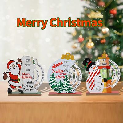Weihnachts-Countdown, Manueller Kalender, Dekorationen, Anhänger aus Holz, Ornamente, Weihnachtsmann, Kreisförmig