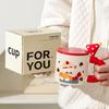Creative cute bread cat mug personalized ceramic drinking cup high value simple souvenir coffee cup