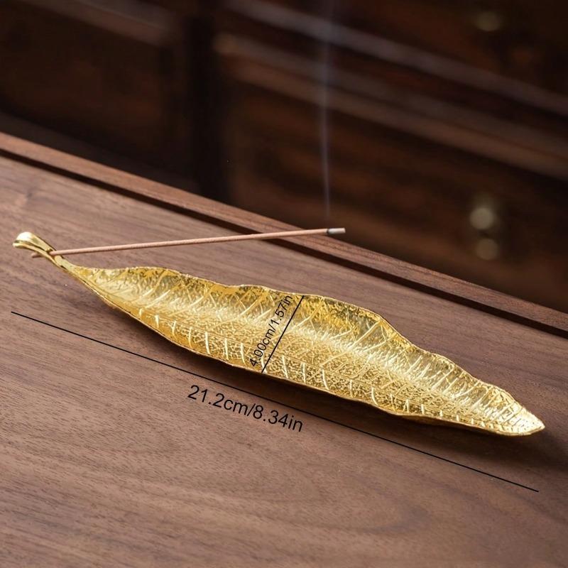 Goldener Kleiner Bodhi-Blatt Räucherhalter - Exquisites Aromatherapie-Ornament mit platzsparendem horizontalem Design für den Haushalt und Innenbereich