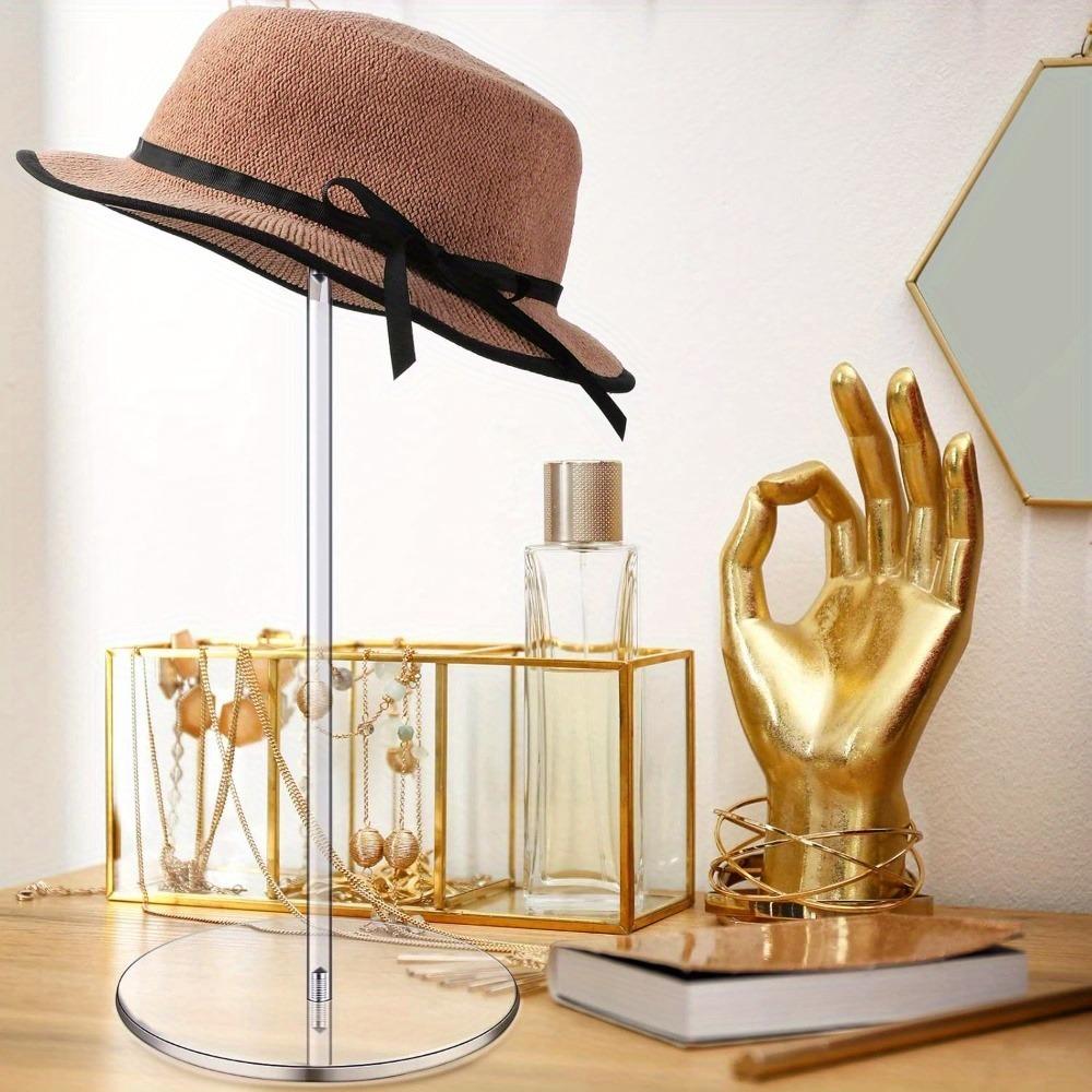 Round Hat & Wig Display Stand Acrylic Freestanding Plastic Shelf Desktop Storage Rack Wig Showcase