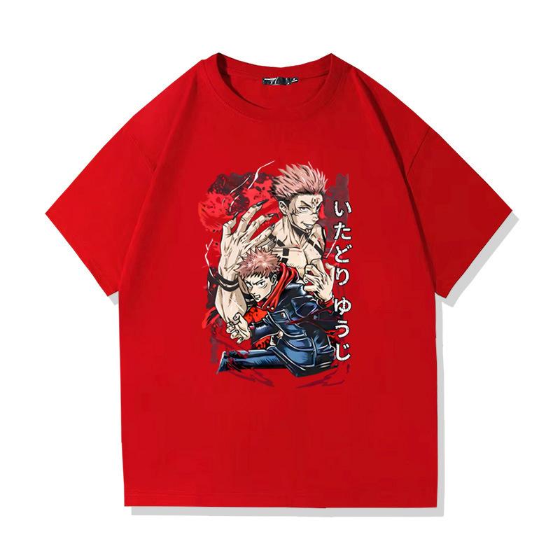 Jujutsu Kaisen anime handsome pattern printing summer men's 100% cotton T-shirt casual breathable trend street men's clothing