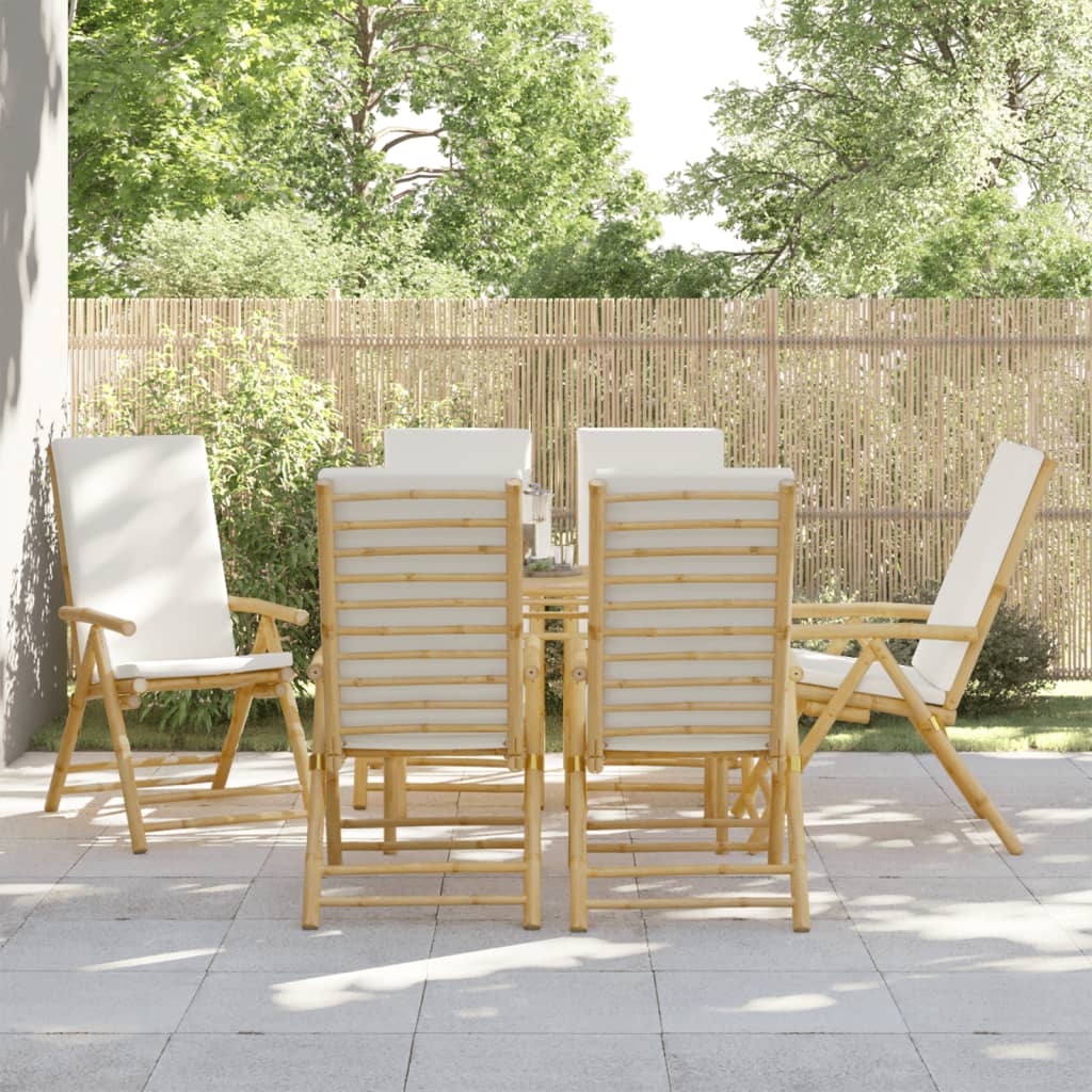 Garden Chairs 6 Pcs Adjustable Foldable with Cushions Bamboo