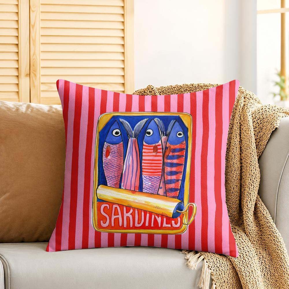 Canned Sardines Ins Cushion Cover Silky Short Plush Invisible Zipper Dustproof Sofa Pillow Case For Home Decor