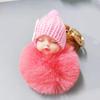 Imitation Rex Rabbit Fur Sleeping Doll Keychain - Cute Sleeping Baby Bag Pendant Gift