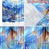 2D Flat Printing 2pcs Curtains Blue Lotus Fairy Dreamscape Digital Printed Polyester Drapes Seasonal Party & Holiday Decor