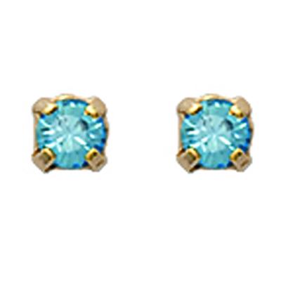 [L1125] - Golden Blue 'Brillants' Gold Plated Earrings - 3 Mm