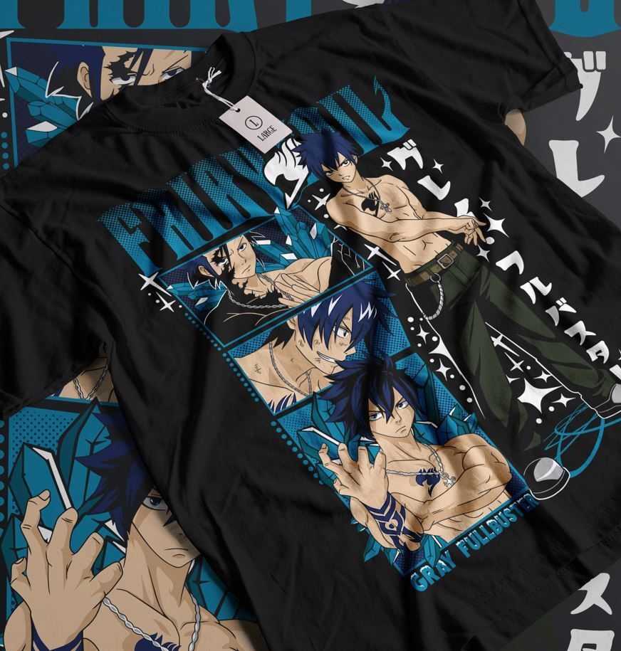 Gray Fullbuster Natsu T-shirt Fairy Tail Dragneel Girl Anime Gift Shirt All Size