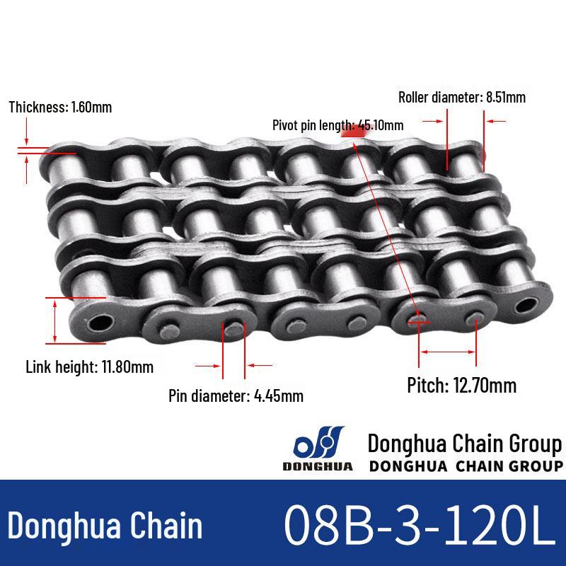 Donghua Industrial Transmission Chain: Single/Double Roller, Manganese Steel, Large Pitch Precision Roller Chain.