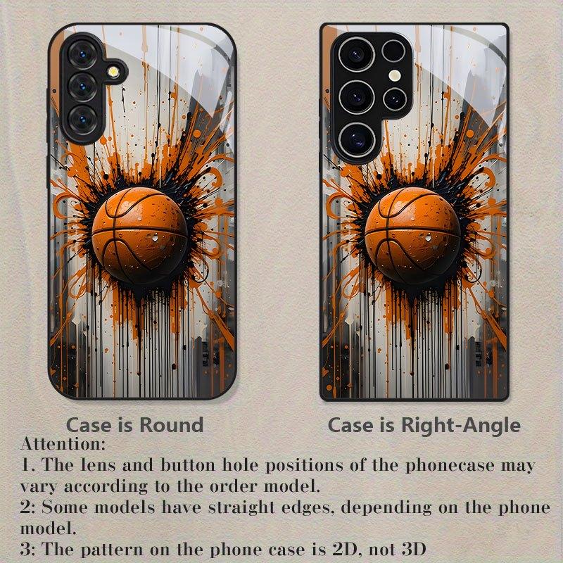 Funda de Cristal Templado Premium para Teléfono para Serie Galaxy S26 / S21 / S22 / S23 / S24 / S25 FE / Ultra / Plus. Explosión de Baloncesto.